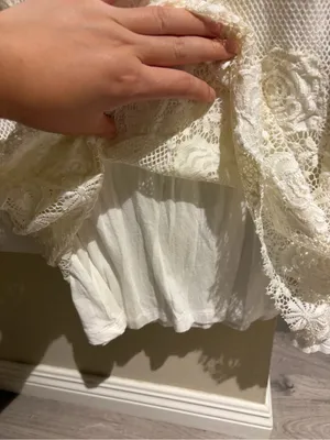 Free People white Lace maxi Skirt, fully lined thumbnail 4