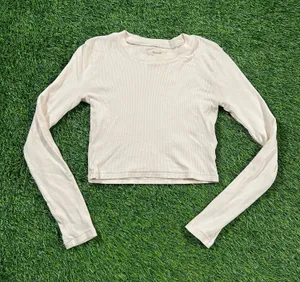 Madewell Ribbed Long Sleeve Cropped Knit Top size xs Womens thumbnail 1