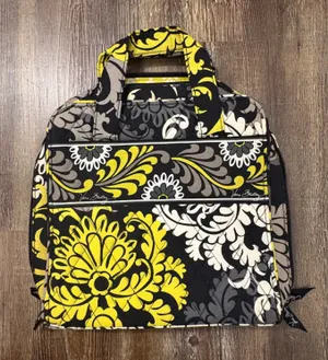Vera Bradley Tech Organizer Baroque Black Yellow Floral Zip Mesh Pockets thumbnail 1