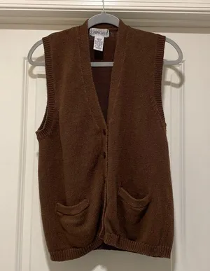 Vintage Cabin Creek Button Front Sweater Vest Brown knit Size Medium thumbnail 3