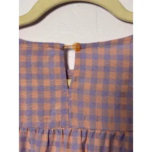 Urban Threads Women Dress 10‎ Purple Peach Gingham Tiered Smock Tall Cottagecore thumbnail 7