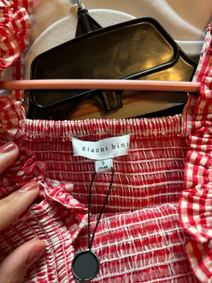 Gianni Bini Dress Smocked red gingham thumbnail 3