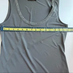 The Limited Sleeveless Top Blouse Silver Sparkle Trim GRAY Medium thumbnail 10