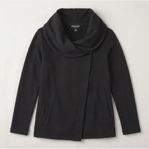 Beyond Yoga Black Fleece Jacket Womens S Shawl Collar Open Drape Cardigan Coat thumbnail 5