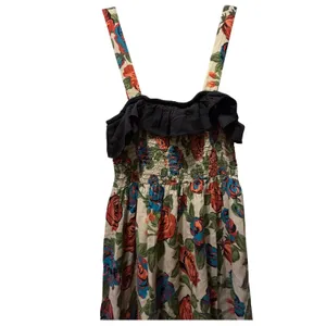 Audrey 3 +1 Floral Smocked Mini Dress‎ Rose Print Ruffle Neck Rayon DH4169 L thumbnail 3