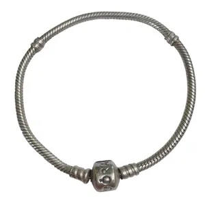 Pandora Barrel Clasp Bracelet Charm Bead Sterling Silver 7” thumbnail 1