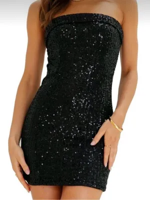 Canton Walker Sequin Strapless Dress Black Size L Size L thumbnail 1