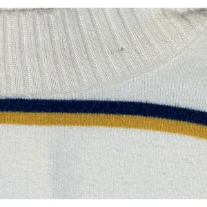 SO Women White Striped Mock Neck Cropped Knit Sweater Navy Mustard XS thumbnail 8
