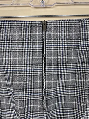 Zara Women’s Plaid Houndstooth Gray Black Blue White Midi Pencil Skirt thumbnail 5