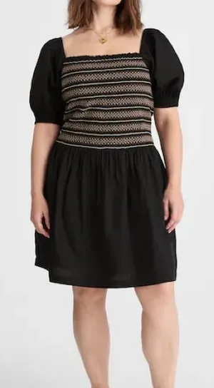 NWT Madewell Poplin Puff-Sleeve Mini‎ Dress 100% Cotton Size Large thumbnail 1