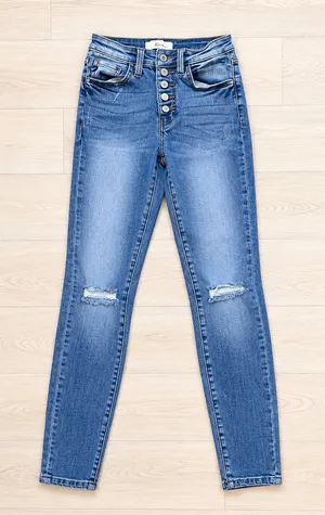 KanCan Women's High-Rise Distressed Skinny Denim Jeans Blue 1/24 thumbnail 1