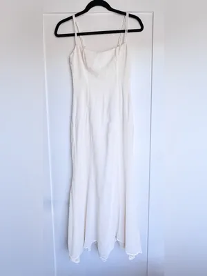 Reformation Portofino Ivory Off-Shoulder Slip Midi Dress Size 4 thumbnail 5