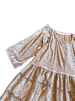 Free People Burnout Top Shirt Pink Blouse Crushed Velvet Flowy Tiered Size Small thumbnail 12