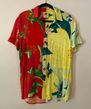 Farm Rio Colorful Floral Short Sleeve Button Down Shirt Tropical Women's size XS thumbnail 1