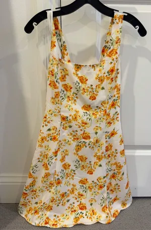 Lulu's White and Yellow Floral Dress thumbnail 1