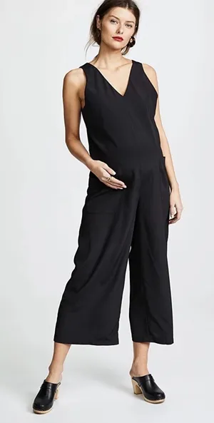 Hatch The Alba Jumpsuit Black Sleeveless V-Neck Maternity Size 0XS (0-2) thumbnail 1