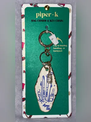 Piper K NWT Aprés Ski Bag Charm Key Chain Gold Rhinestone Champagne Bottle Motel thumbnail 3