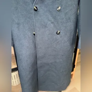 Mango wool coat oversized charcoal long handmade lapel vneck collar pockets thumbnail 11