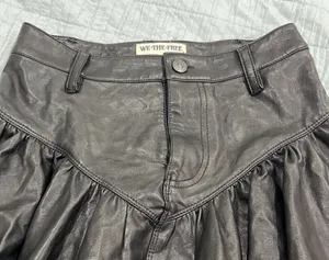 Free People We the free black faux leather pleated mini skirt thumbnail 10