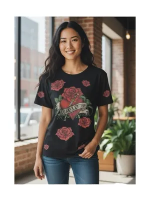 Y2K: Broken Heart ✿ Crystal Rose Tattoo Tee T Shirt ✿ Black Small ✿ Stretch Fit thumbnail 2