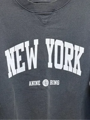 Anine Bing Ramona New York University Sweatshirt Crewneck Washed Black Gray XXS thumbnail 6