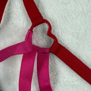 Victoria's Secret‎ Very Sexy Low Cut Demi Bra Red Pink Heart Strappy Satin Large thumbnail 2