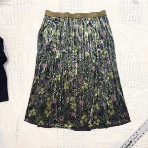 ModCloth XL floral velvet pleated midi swing skirt SK2 3642 thumbnail 8