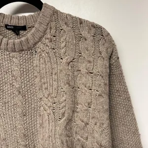 MNG Mango Mock Neck Tan Wool Blend Cable Knit Sweater Womens Size XS Oversized thumbnail 3