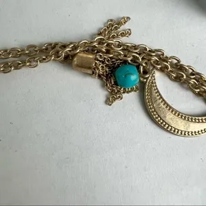 NY Collection Layered Necklace w/ Moon, Coin, Tassel, Turquoise Colored Stone Witchcore thumbnail 7