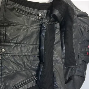 Black Faux Leather Jacket with Pink Lining Size L thumbnail 15