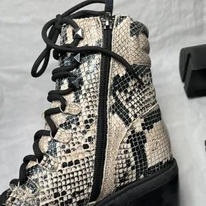 Marc Fisher Laboni Snake Print Lace-Up With Side Zip Combat Boots Womens 7.5 thumbnail 7