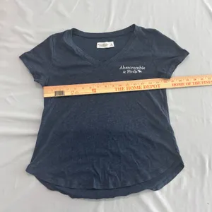 Abercrombie & Fitch Womens Navy Blue V-Neck Logo T-Shirt XS Soft A&F Collection thumbnail 4