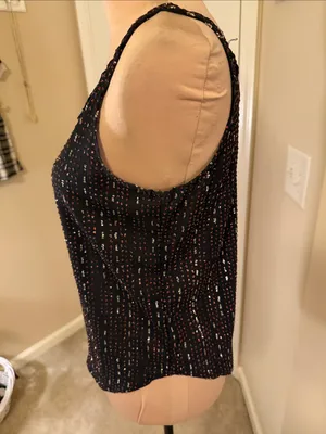 Black Sequin-Embellished Women's Tank Top thumbnail 3