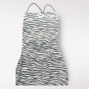 J.O.A. Dress Women’s Small Blue‎ White Zebra Print Lace Up Back Mini thumbnail 4
