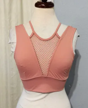 Forever 21 Pink Mesh Inset Sports Bra Tank‎ Top Athletic Workout Women's Medium thumbnail 1