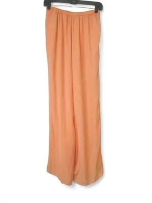 Zara Basic Peach Orange Flowy Wide Leg Silky Palazzo Pants XS thumbnail 4