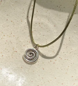 Handmade spiral swirl uzumaki funky boho grunge style necklace🌀 thumbnail 3