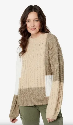 New! En‎ Saison Baylor Cable Knit Balloon Sleeve Sweater Sz Medium $110 thumbnail 1