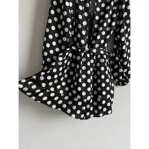 Lulus Women’s Polka Dots Satin Ruffled Romper‎ Elegant Glam Cocktail Size Small thumbnail 14