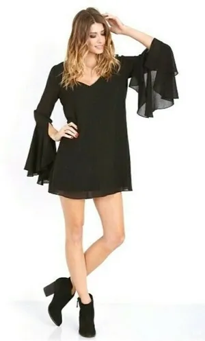 Show Me Your Mumu Barry Bell Sleeve Dress black women’s size small thumbnail 1