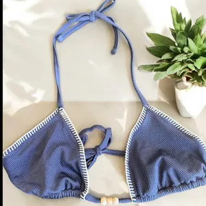 Aerie NWOT Shine Pique String Triangle Bikini Top in Navy XL thumbnail 2