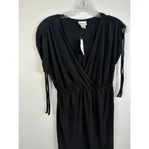 NWT Motherhood Maternity‎ Small Womens Top Black Stretch V-Neck Cap Sleeve thumbnail 3