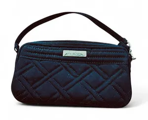 Vera Bradley Black Quilted Wristlet Silver Hardware thumbnail 1