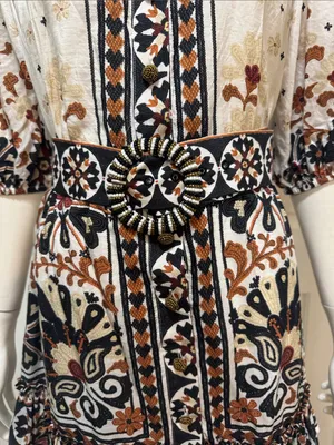 Farm Rio Flower Fan Tapestry Off-White Mini Dress Size Large. thumbnail 5