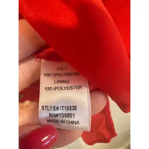 ODDI Red Blouse Top Size M Button Down Long Bishop Sleeve Crochet Trim thumbnail 7