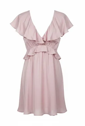 Cotton Candy Light Pink Ruffled Backless Dress Size L thumbnail 1