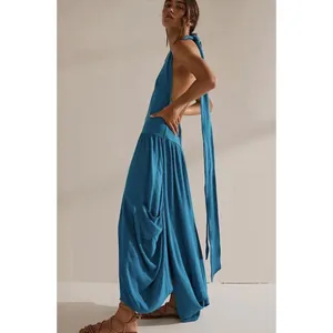 Free People Hinata Convertible Midi Dress Size Medium Halter Blue thumbnail 2