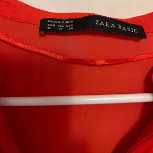 Zara Basic Red 3/4 Sleeve Faux Wrap Lined Mini‎ Dress Size Medium thumbnail 2