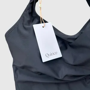 Quince Black One-Piece Italian Swimsuit Criss Cross Strappy Minimalist Chic NWT thumbnail 5