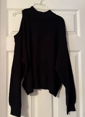 Anthropologie One Side, Off-the-Shoulder Black Sweater thumbnail 1